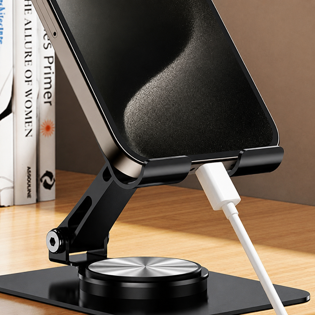 Ayarlanabilir Metal Telefon ve Tablet Standı – 360° Döner Katlanabilir Tasarım
